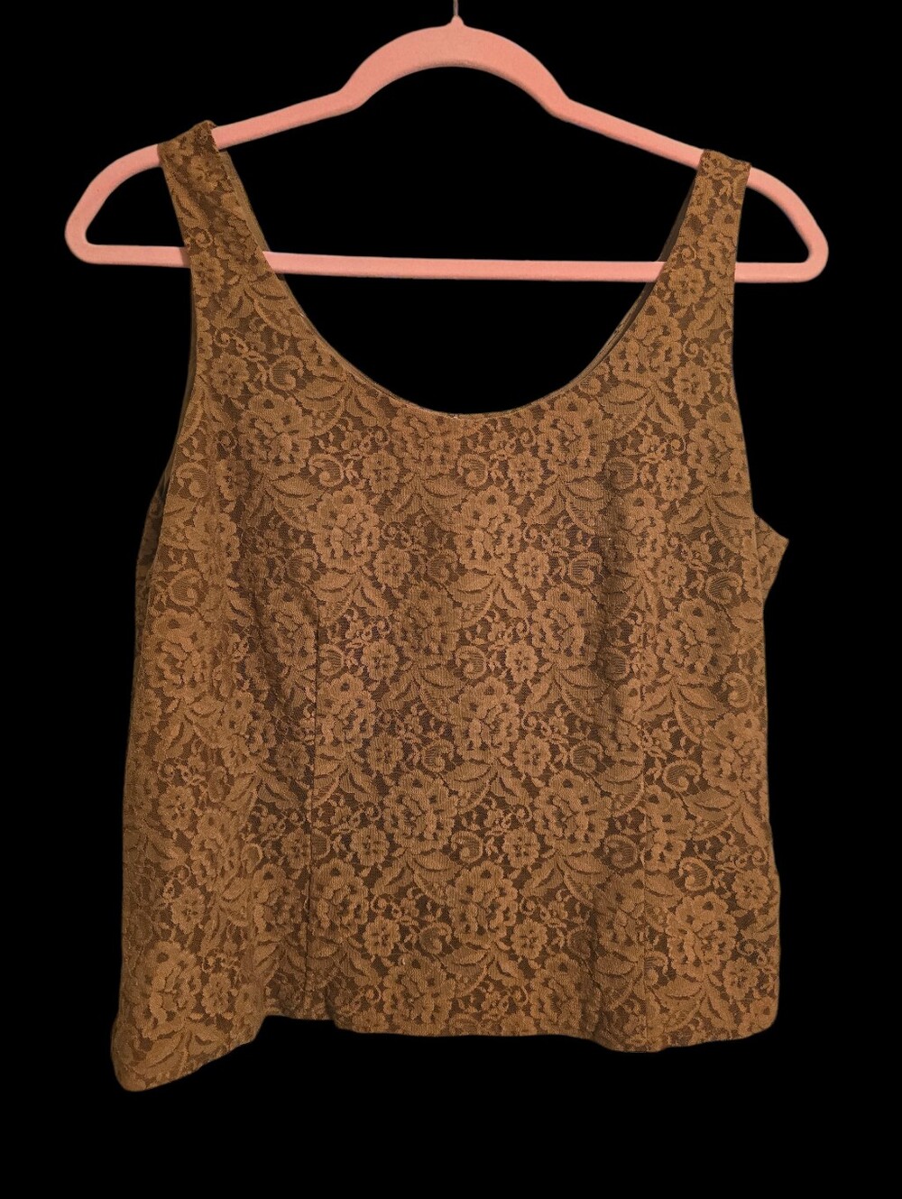🔥CLEAROUT ADD 3 FIRE LISTINGS FOR 50% OFF🔥Vintage | Lace Brown Tank Top
